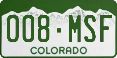 CO license plate 008MSF