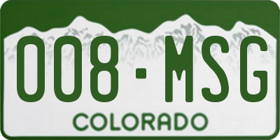 CO license plate 008MSG