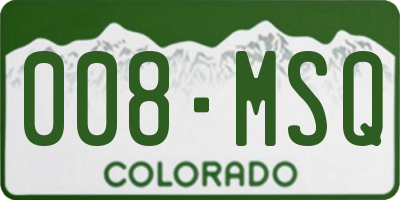 CO license plate 008MSQ