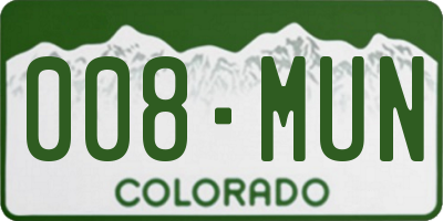 CO license plate 008MUN