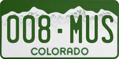 CO license plate 008MUS