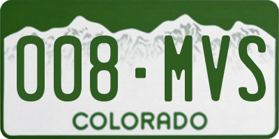 CO license plate 008MVS