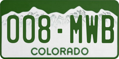 CO license plate 008MWB