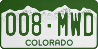 CO license plate 008MWD