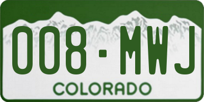 CO license plate 008MWJ
