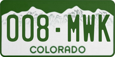 CO license plate 008MWK