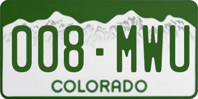 CO license plate 008MWU