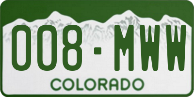 CO license plate 008MWW