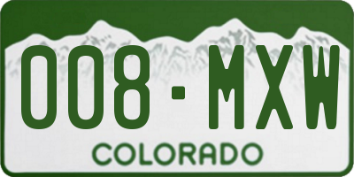 CO license plate 008MXW