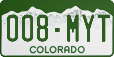 CO license plate 008MYT