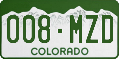CO license plate 008MZD
