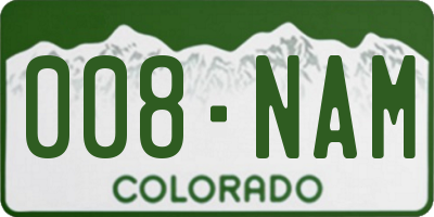CO license plate 008NAM