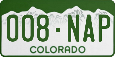 CO license plate 008NAP