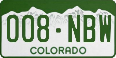 CO license plate 008NBW
