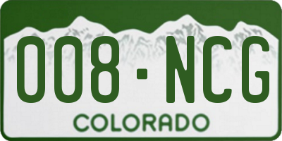 CO license plate 008NCG