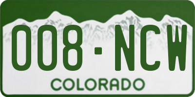 CO license plate 008NCW