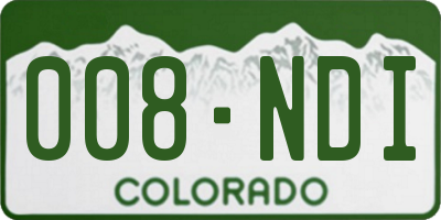CO license plate 008NDI
