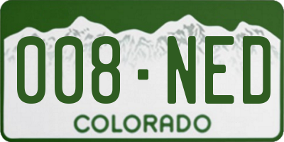 CO license plate 008NED