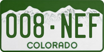CO license plate 008NEF