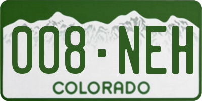 CO license plate 008NEH