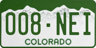 CO license plate 008NEI