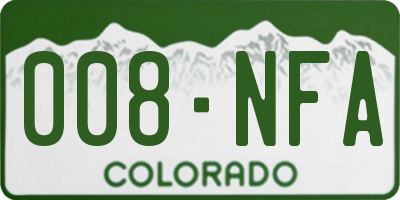 CO license plate 008NFA