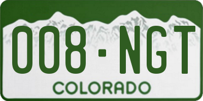 CO license plate 008NGT