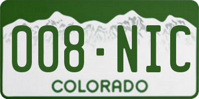 CO license plate 008NIC