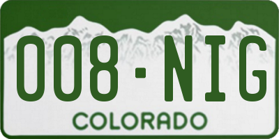 CO license plate 008NIG