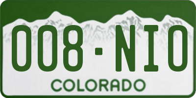 CO license plate 008NIO