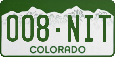 CO license plate 008NIT