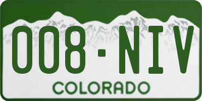 CO license plate 008NIV