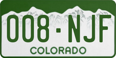 CO license plate 008NJF