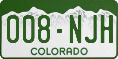 CO license plate 008NJH