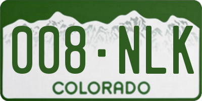 CO license plate 008NLK