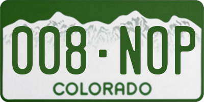 CO license plate 008NOP