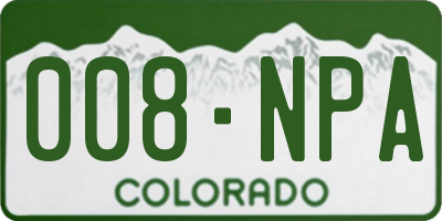 CO license plate 008NPA