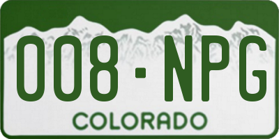 CO license plate 008NPG