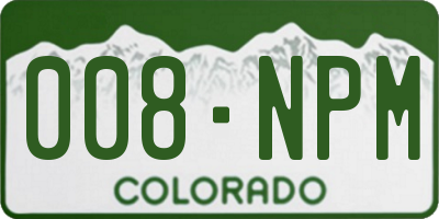 CO license plate 008NPM
