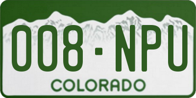 CO license plate 008NPU