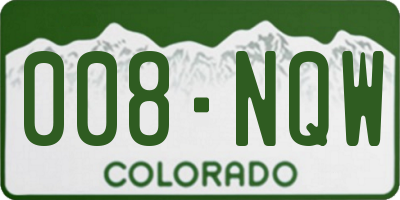 CO license plate 008NQW