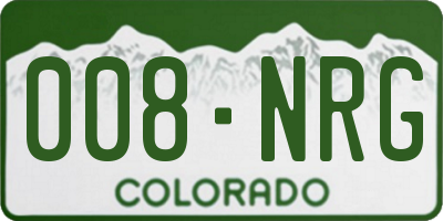CO license plate 008NRG