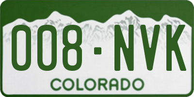 CO license plate 008NVK