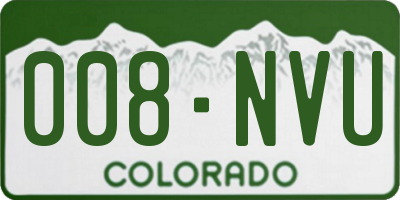 CO license plate 008NVU