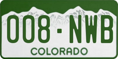 CO license plate 008NWB