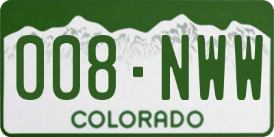 CO license plate 008NWW