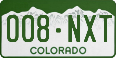 CO license plate 008NXT
