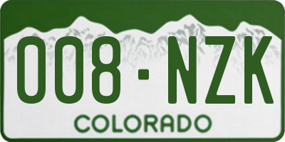 CO license plate 008NZK