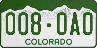 CO license plate 008OAO