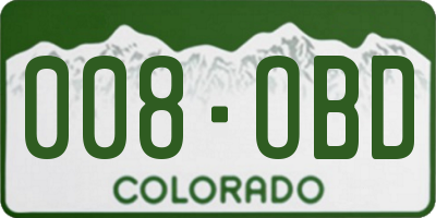 CO license plate 008OBD